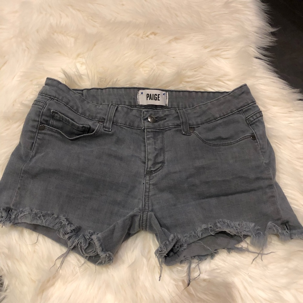 Paige grey cut off jean shorts